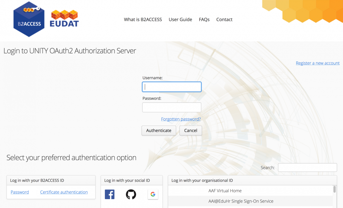 B2ACCESS registration page