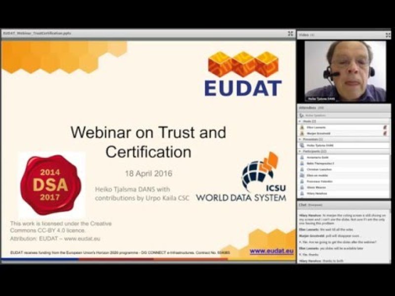 Embedded thumbnail for EUDAT Webinar - Trust and Certification 